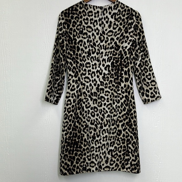 Rag & Bone - Leopard Brown & Creme Print 100% Silk 3/4 Sleeve Lined Dress SZ 4 - Picture 11 of 15